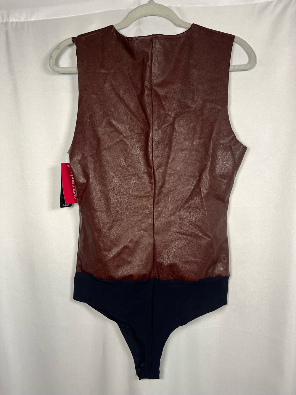 Commando NEW faux leather deep v Burgundy bodysuit sz large - Picture 7 of 8